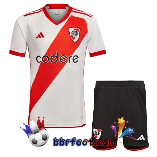 Maillot Foot River Plate Enfant Domicile Rouge Blanc 2023/2024