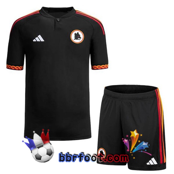 Maillot Foot AS Roma Enfant Third Noir 2023/2024