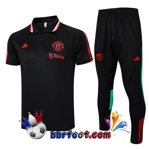 Polo Foot Manchester United + Pantalon Noir 2023/2024