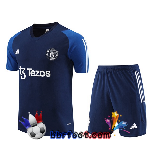 Ensemble Training T-Shirts Manchester United + Shorts Bleu Royal 2023/2024 Ensemble Training T-Shirts Manchester United + Shorts Bleu Royal 2023/2024