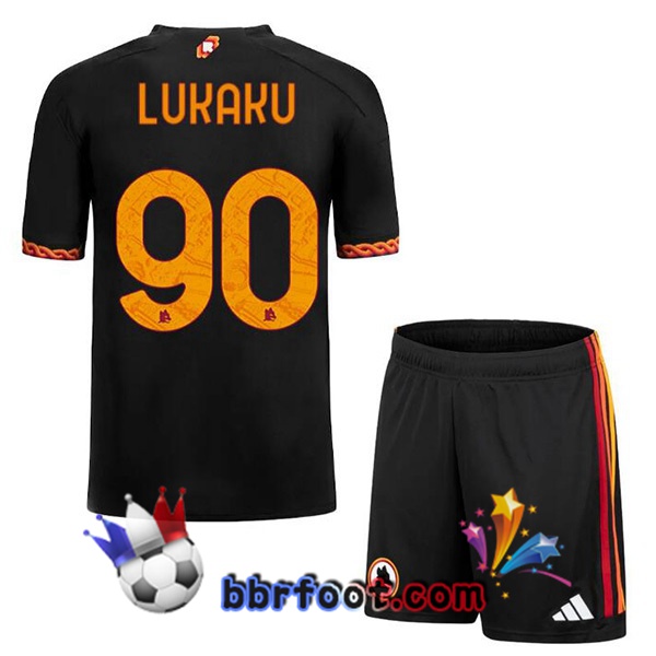 Maillot Foot AS Roma (LUKAKU 90) Enfant Third Noir 2023/2024