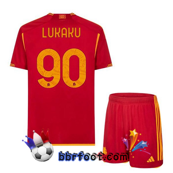 Maillot Foot AS Roma (LUKAKU 90) Domicile Rouge 2023/2024