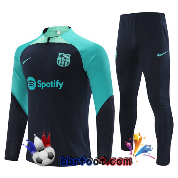 Survetement Foot FC Barcelone Bleu Royal Vert 2023/2024