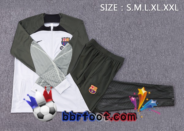 Survetement Foot - Veste FC Barcelone Blanc Vert 2023/2024