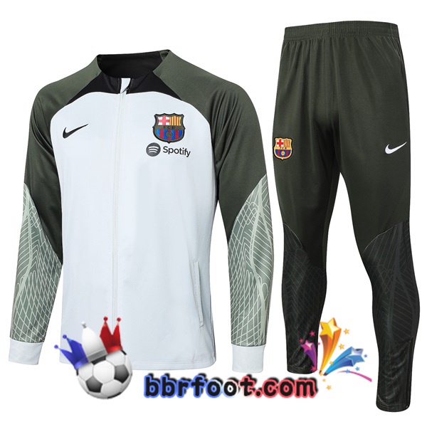 Survetement Foot - Veste FC Barcelone Blanc Vert 2023/2024