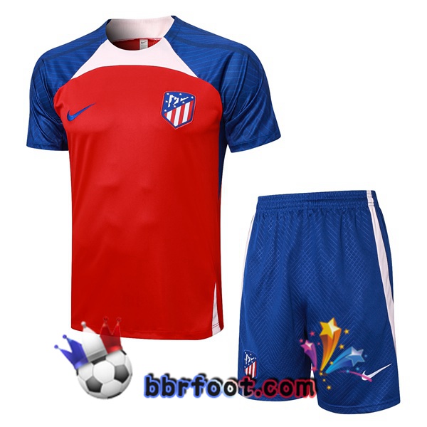 Ensemble Training T-Shirts Atletico Madrid + Shorts Rouge Bleu 2023/2024