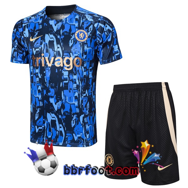 Ensemble Training T-Shirts FC Chelsea + Shorts Bleu 2023/2024