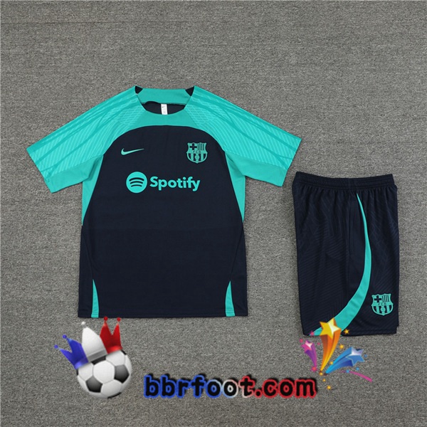 Ensemble Training T-Shirts FC Barcelone + Shorts Vert Bleu Royal 2023/2024