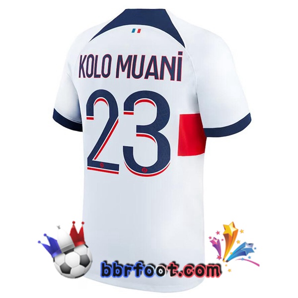 Maillot Foot Paris PSG (Kolo Muani 23) Exterieur Blanc 2023/2024