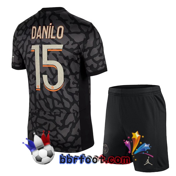 Maillot Foot Paris PSG (Danilo 15) Enfant Third Noir 2023/2024