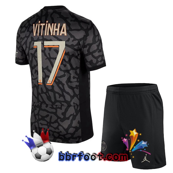 Maillot Foot Paris PSG (Vitinha 17) Enfant Third Noir 2023/2024