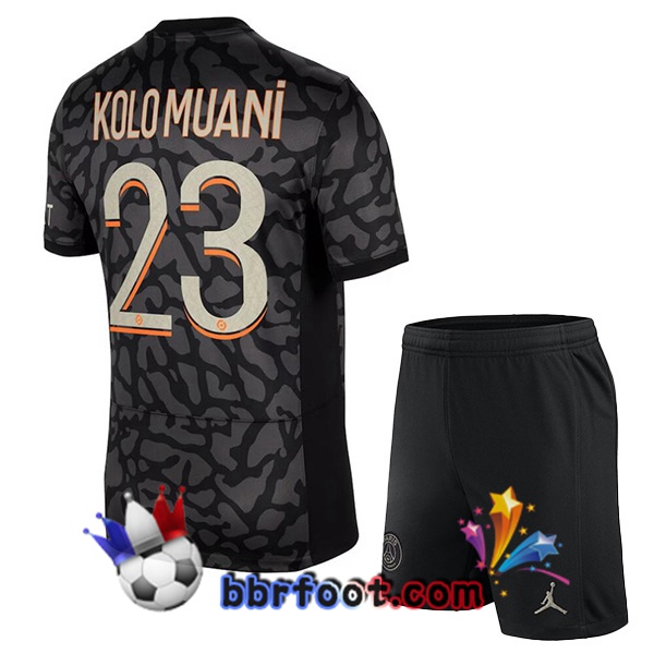 Maillot Foot Paris PSG (Kolo Muani 23) Enfant Third Noir 2023/2024