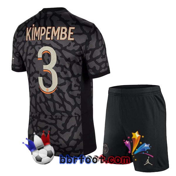 Maillot Foot Paris PSG (Kimpembe 3) Enfant Third Noir 2023/2024