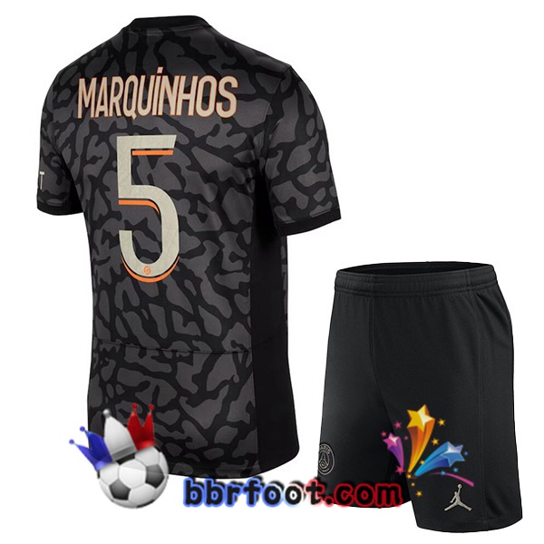 Maillot Foot Paris PSG (Marquinhos 5) Enfant Third Noir 2023/2024 Maillot Foot Paris PSG (Marquinhos 5) Enfant Third Noir 2023/2024