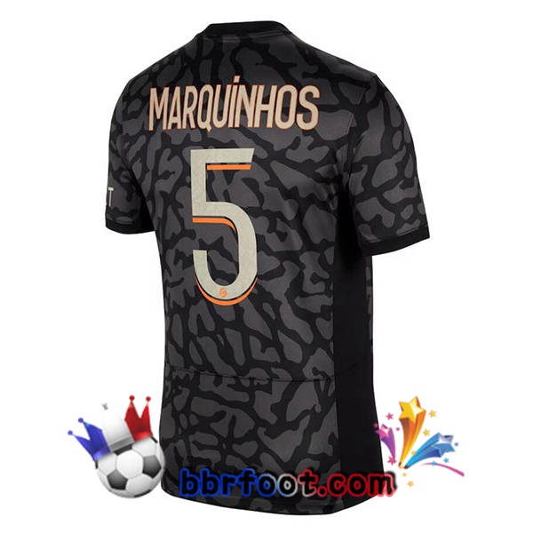 Maillot Foot Paris PSG (Marquinhos 5) Third Noir 2023/2024