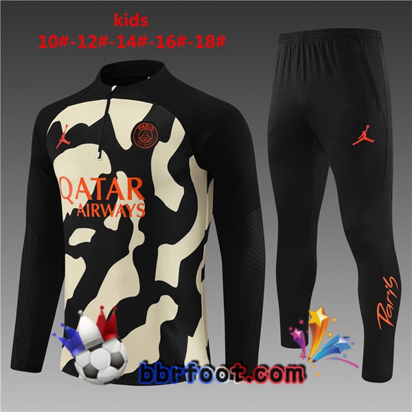 Survetement Foot Paris PSG Enfant Noir Jaune 2023/2024