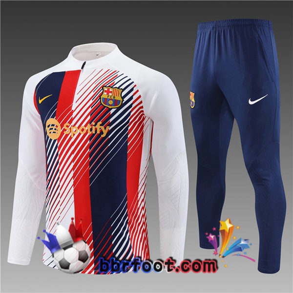 Survetement Foot FC Barcelone Enfant Blanc Rouge Bleu 2023/2024