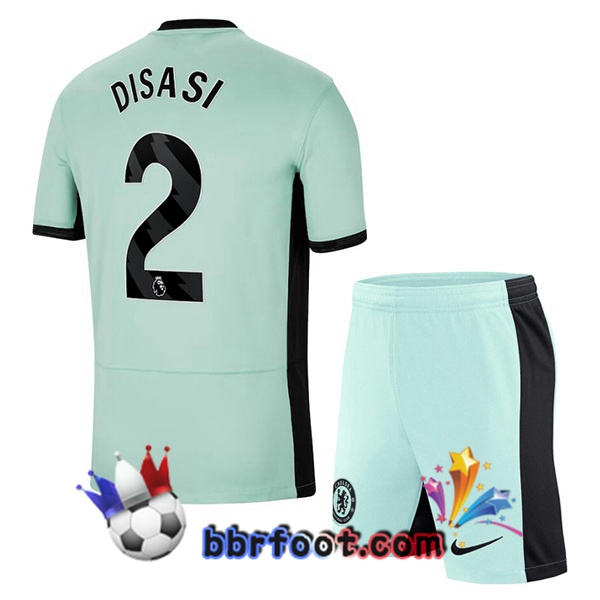 Maillot Foot FC Chelsea (Disasi 2) Enfant Third Vert 2023/2024