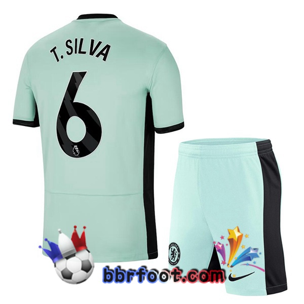 Maillot Foot FC Chelsea (T. Silva 6) Enfant Third Vert 2023/2024