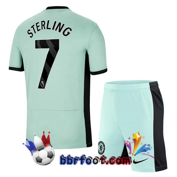 Maillot Foot FC Chelsea (Sterling 7) Enfant Third Vert 2023/2024 Maillot Foot FC Chelsea (Sterling 7) Enfant Third Vert 2023/2024