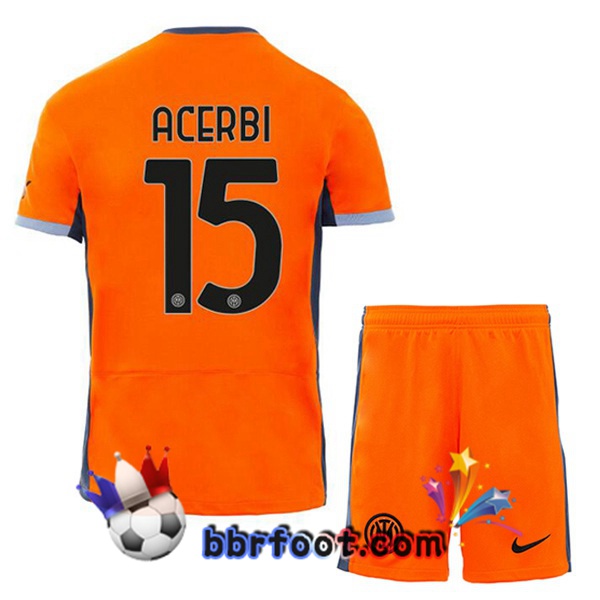 Maillot Foot Inter Milan (ACERBI 15) Enfant Third Orange 2023/2024