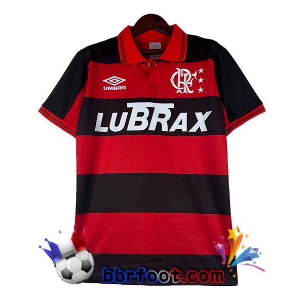 Maillot Foot Flamengo Retro Domicile Rouge Noir 1990