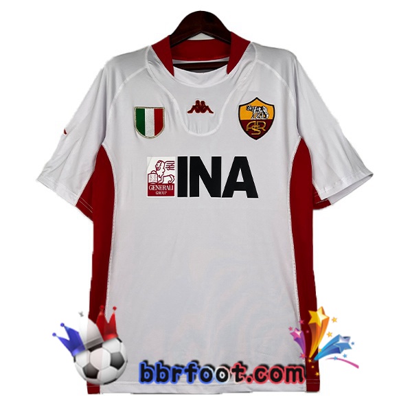 Maillot Foot AS Roma Retro Exterieur Blanc 2001-2002