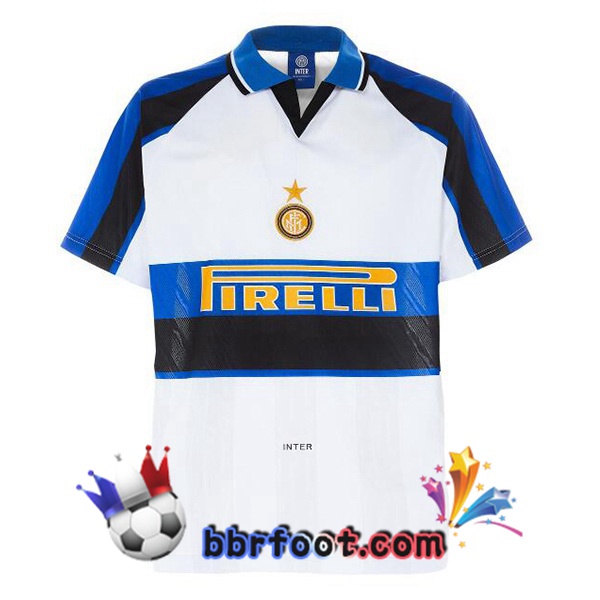 Maillot Foot Inter Milan Retro Exterieur Blanc Bleu 1996-1997 Maillot Foot Inter Milan Retro Exterieur Blanc Bleu 1996-1997