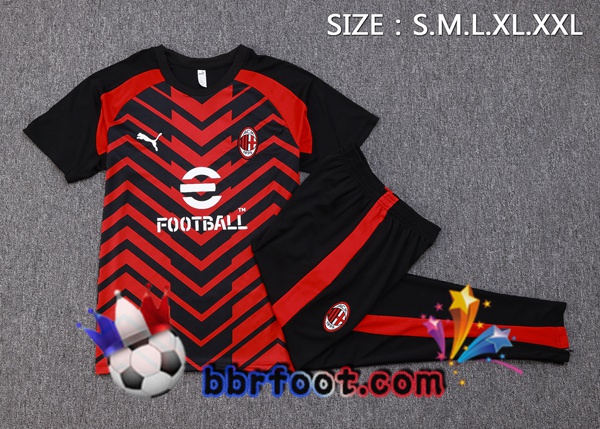 Ensemble Training T-Shirts AC Milan + Pantalon Noir Rouge 2023/2024
