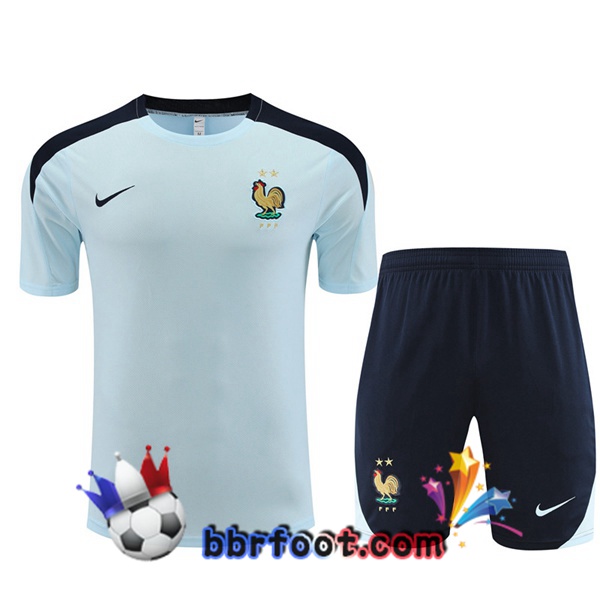 Ensemble Training T-Shirts France + Shorts Bleu 2023/2024