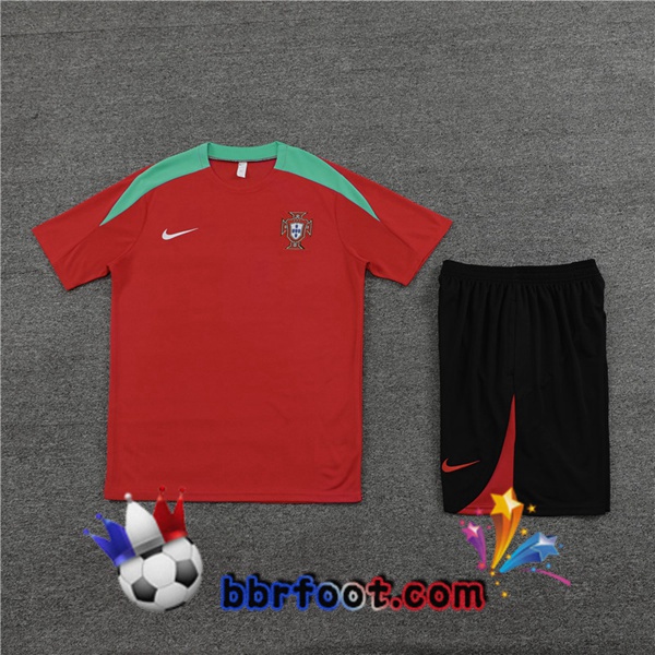 Ensemble Training T-Shirts Portugal + Shorts Rouge 2023/2024