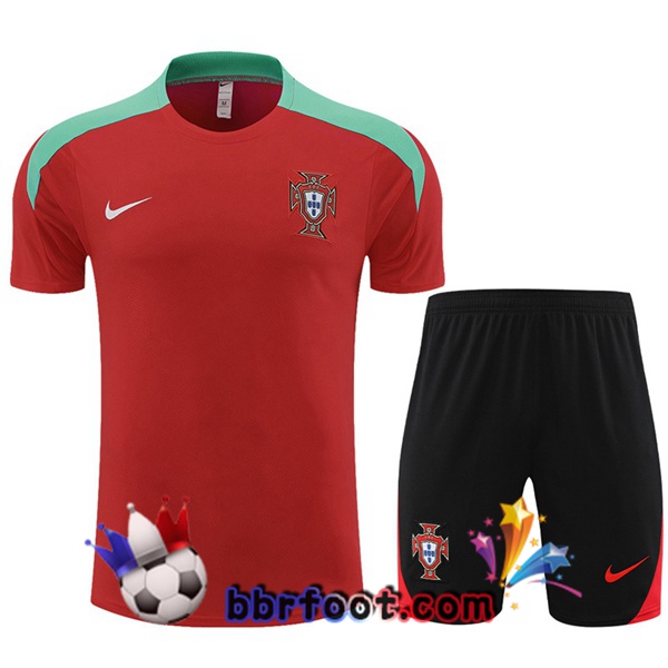 Ensemble Training T-Shirts Portugal + Shorts Rouge 2023/2024