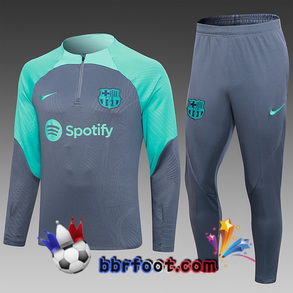 Survetement Foot FC Barcelone Enfant Gris Vert 2023/2024