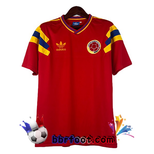 Maillot Foot Colombie Retro Exterieur Rouge 1990