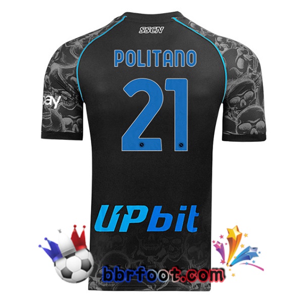 Maillot Foot SSC Naples (Matteo Politano 21) Halloween Noir 2023/2024