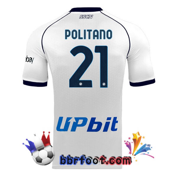 Maillot Foot SSC Naples (Matteo Politano 21) Exterieur Blanc 2023/2024