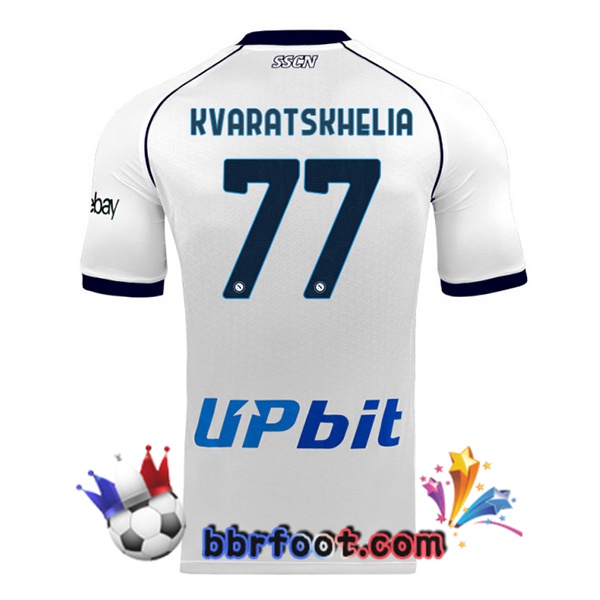 Maillot Foot SSC Naples (Khvicha Kvaratskhelia 77) Exterieur Blanc 2023/2024