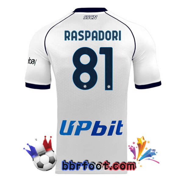 Maillot Foot SSC Naples (Giacomo Raspadori 81) Exterieur Blanc 2023/2024