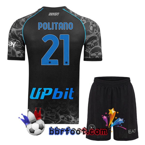 Maillot Foot SSC Naples (Matteo Politano 21) Enfant Halloween Noir 2023/2024