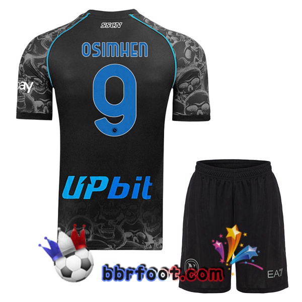 Maillot Foot SSC Naples (Victor Osimhen 9) Enfant Halloween Noir 2023/2024