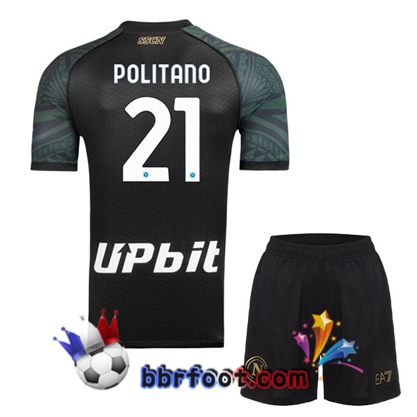 Maillot Foot SSC Naples (Matteo Politano 21) Enfant Third Noir 2023/2024