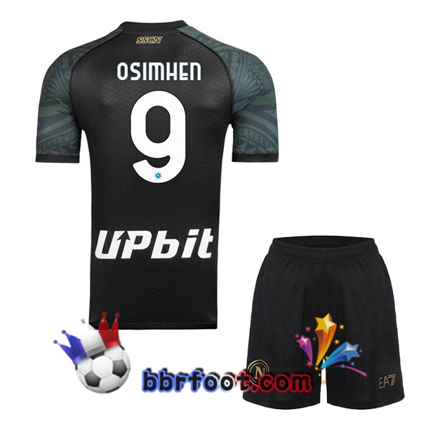 Maillot Foot SSC Naples (Victor Osimhen 9) Enfant Third Noir 2023/2024