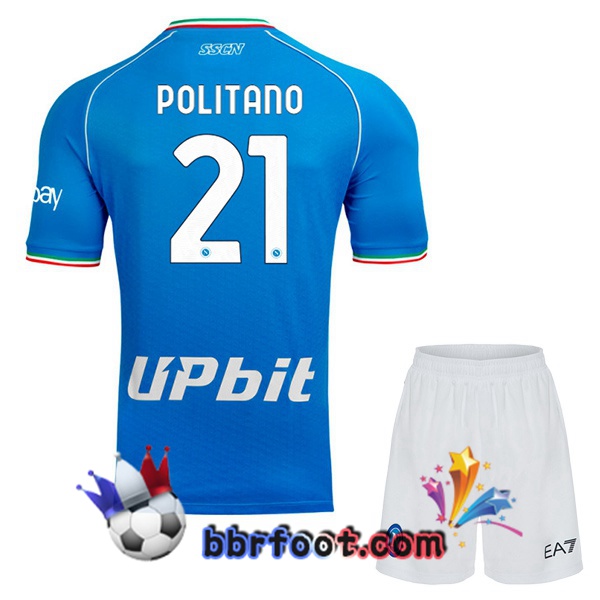 Maillot Foot SSC Naples (Matteo Politano 21) Enfant Domicile Bleu 2023/2024