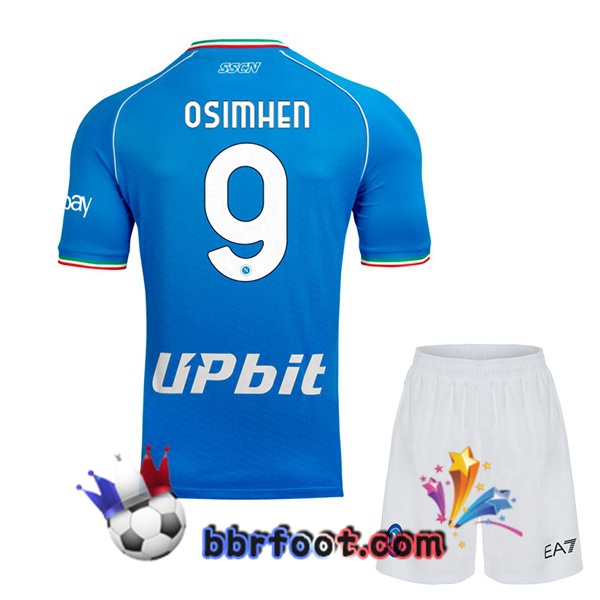 Maillot Foot SSC Naples (Victor Osimhen 9) Enfant Domicile Bleu 2023/2024
