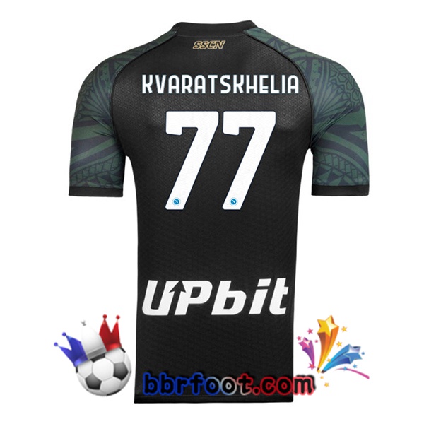 Maillot Foot SSC Naples (Khvicha Kvaratskhelia 77) Third Noir 2023/2024