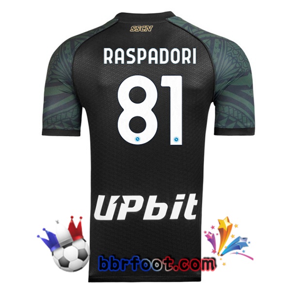 Maillot Foot SSC Naples (Giacomo Raspadori 81) Third Noir 2023/2024