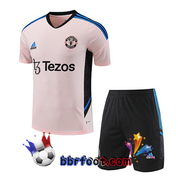 Ensemble Training T-Shirts Manchester United + Shorts Rose 2023/2024