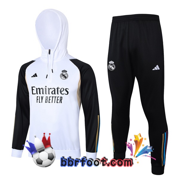 Survetement de Foot - Sweat A Capuche Real Madrid Blanc 2023/2024