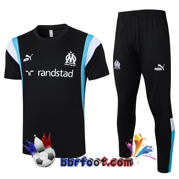 Ensemble Training T-Shirts Marseille OM + Pantalon Noir 2023/2024