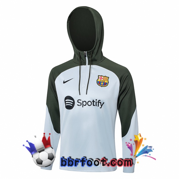 Sweat A Capuche FC Barcelone Blanc Vert 2023/2024